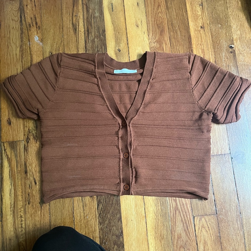 Oak and fort cropped button up polo top
